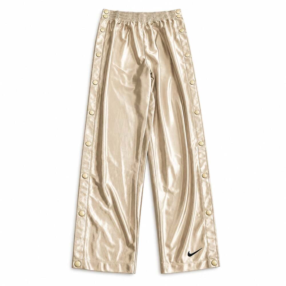 Nike Track Pants Size M Gold Snap Button Satin Wide Leg